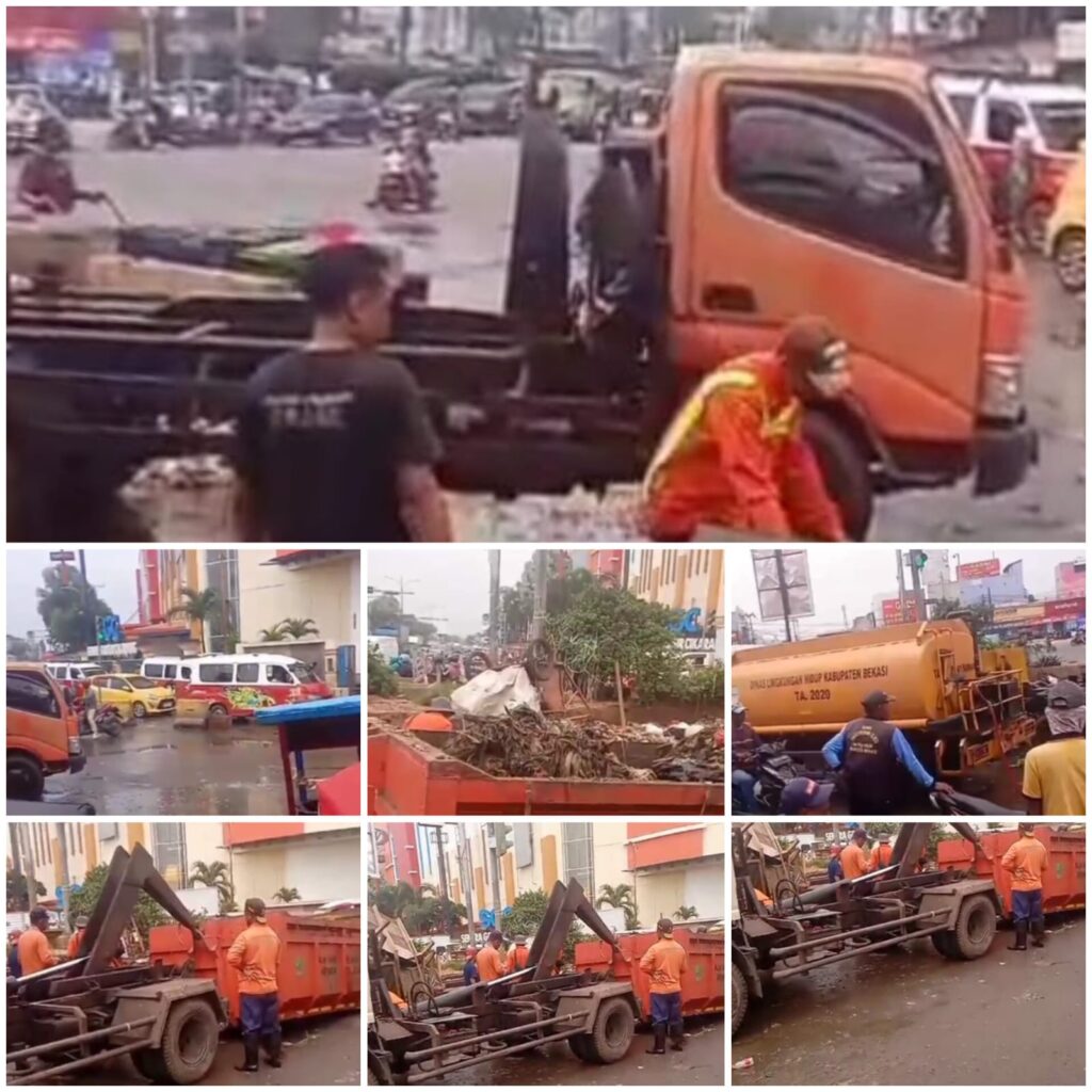 Penertiban Sampah di Kawasan Pasar Tumpah Ananda oleh Dinas Kebersihan Kabupaten Bekasi