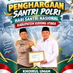 Bhabinkamtibmas Polsek Sukadana Brigpol Khoirul Umam Terima Piagam Penghargaan pada Peringatan Hari Santri 2026